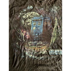 Dr. Who & The Daleks Graphic Tee T Shirt Mens Medium Black Short Sleeve READ